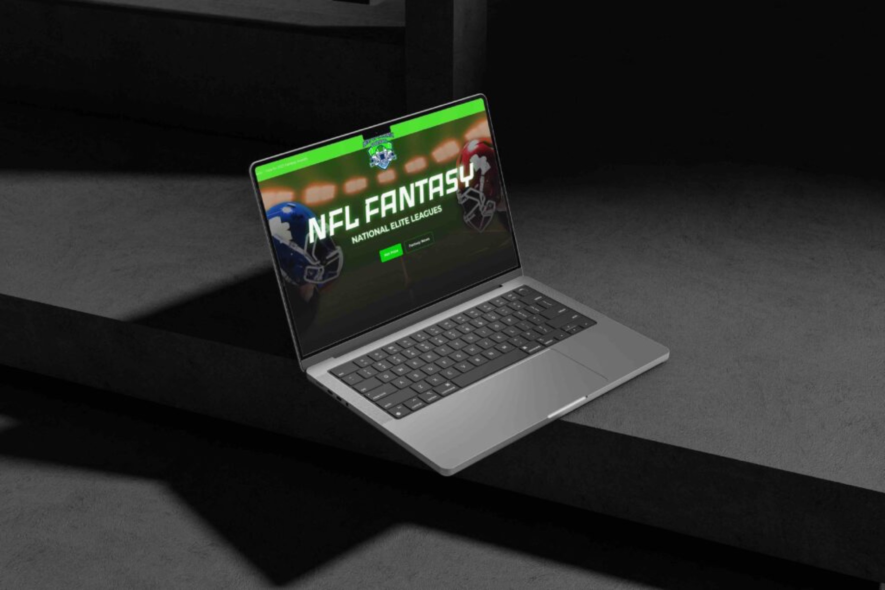 NFL Fantasy league site on a laptop