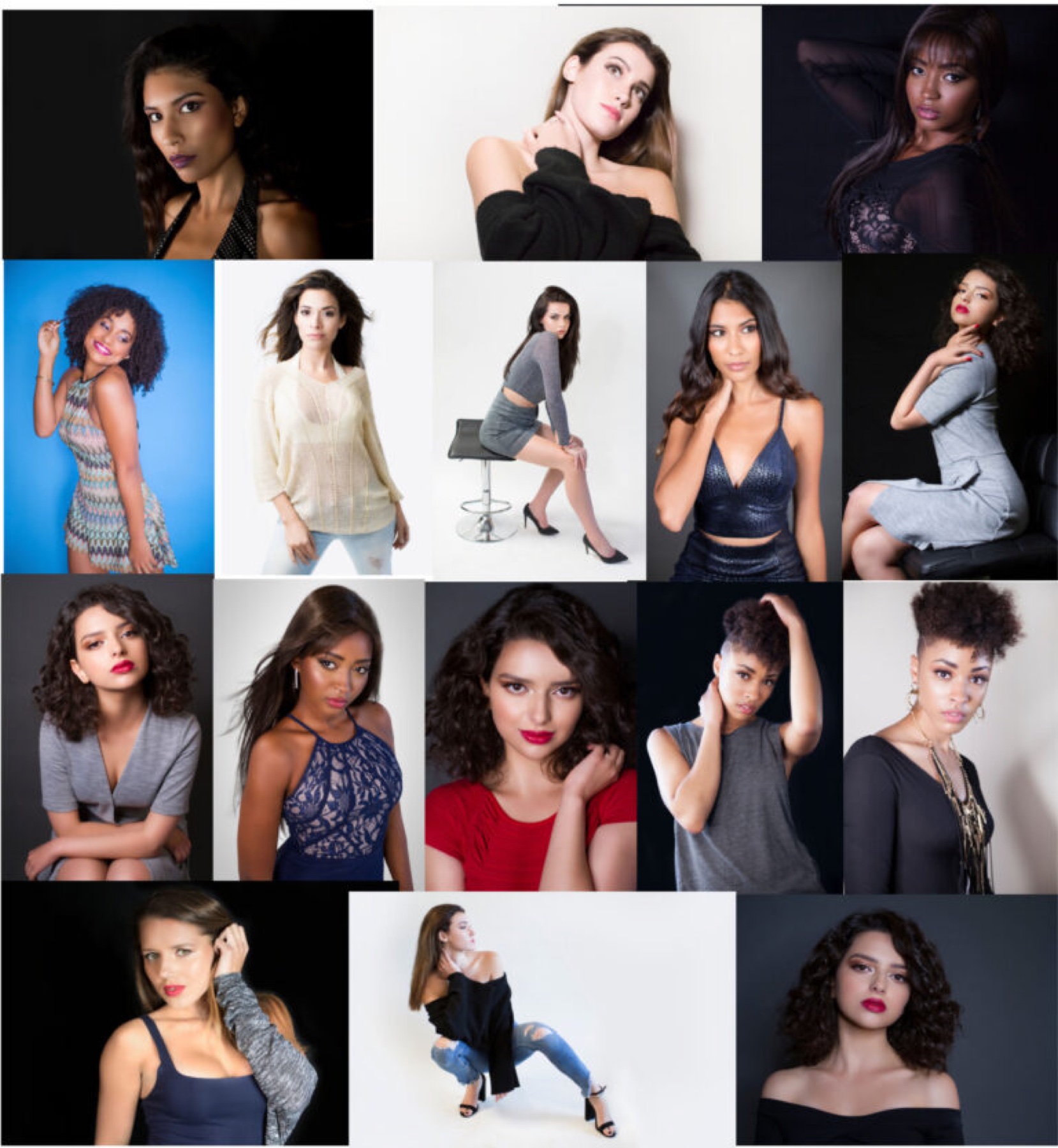 Grid of fashion portfolio portraits