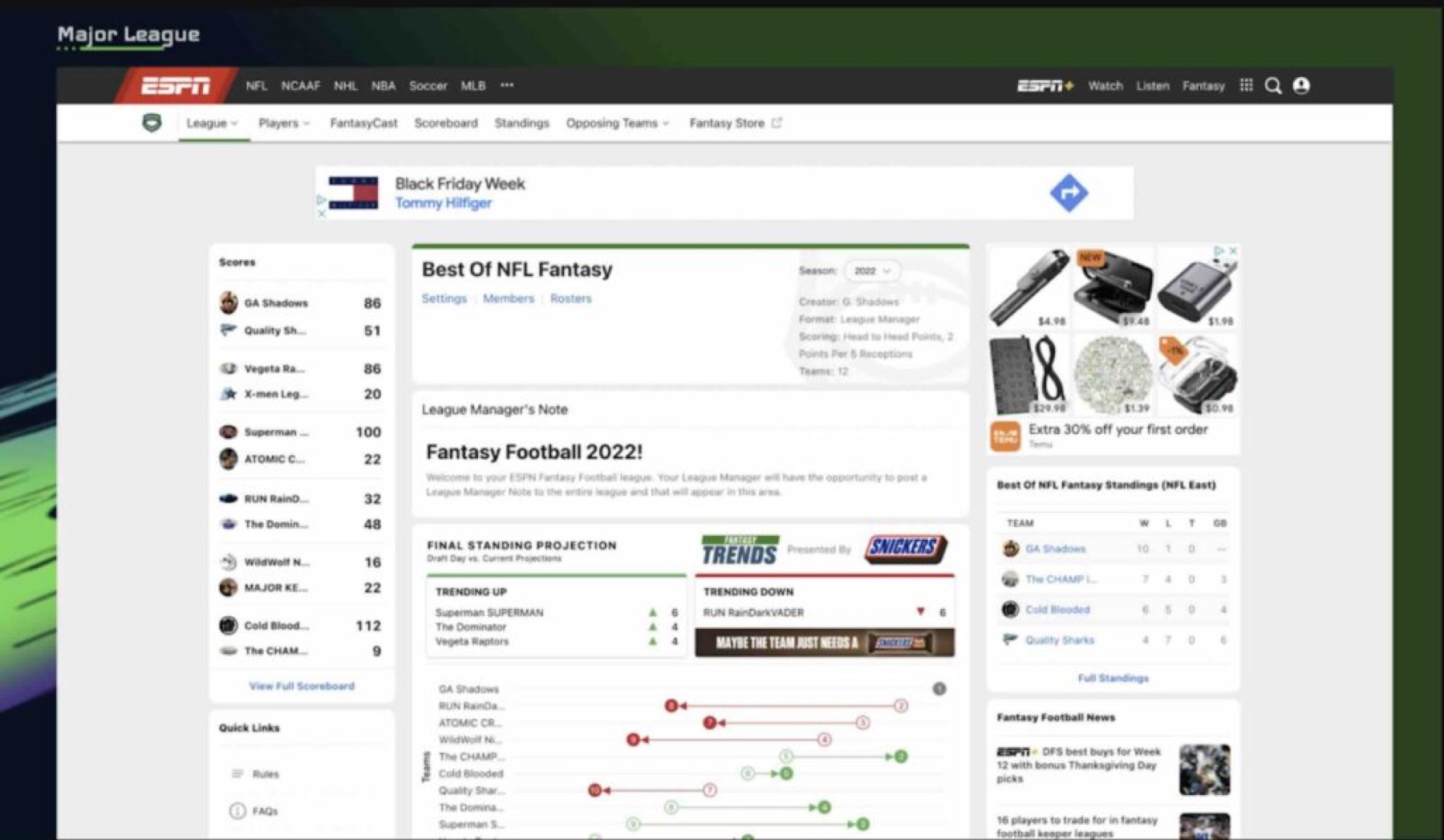NFL Fantasy overview slide