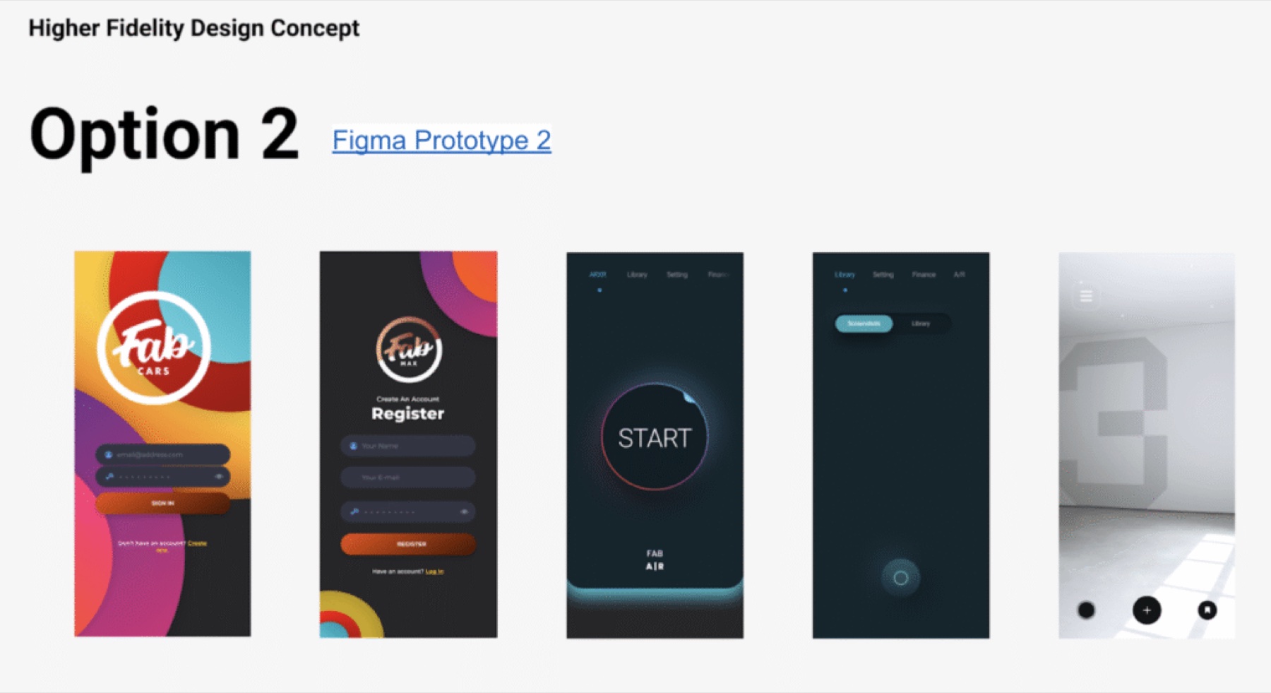 Fabcars AR app design 3