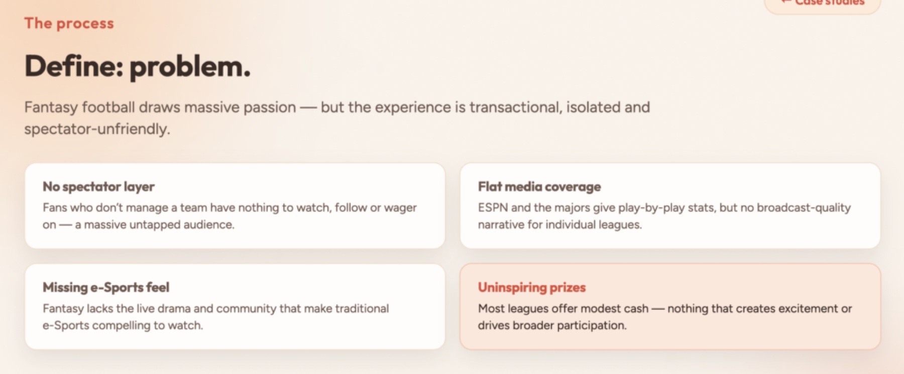 Problem summary slide for NFL Fantasy